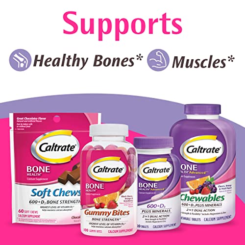 Caltrate 600 Plus D3 Calcium and Vitamin D Supplement Tablets, Bone Health Supplements Caltrate