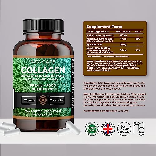 Newgate Labs Marine Collagen 350mg with Hyaluronic Acid, Vitamin C & Vitamin E Newgate Labs