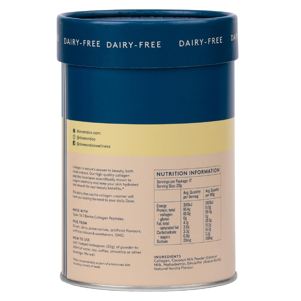 Dose & Co Dairy-Free Collagen Creamer - Vanilla 340g, Vanilla DOSE & CO