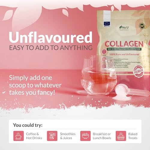 Collagen Powder 600g - 100 Servings - High Grade Pure Bovine 100% - Collagen Peptides Hydrolysate Nu U Nutrition