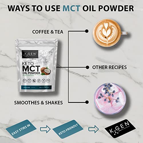 Keto MCT Oil Powder Pure Coconut MCT Keto Coffee Creamer | Premium Quality C8 Easily Absorbed & Digested K GEN ketogenic enhancement