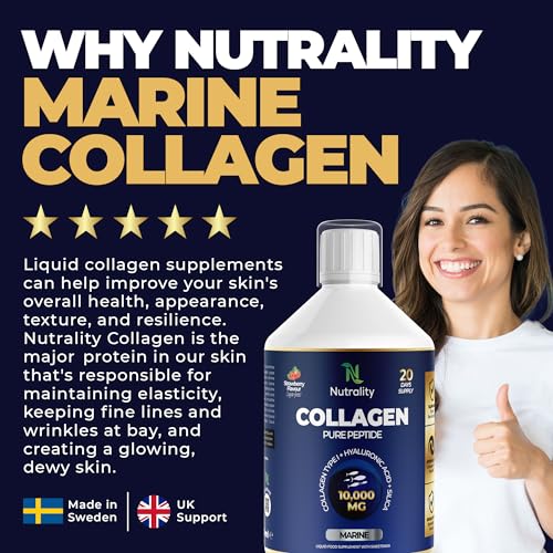 Nutrality Marine Collagen Sugar Free Liquid | Peptides, Hyaluronic Acid, Silica, Biotin, 10000mg Type 1 Nutrality