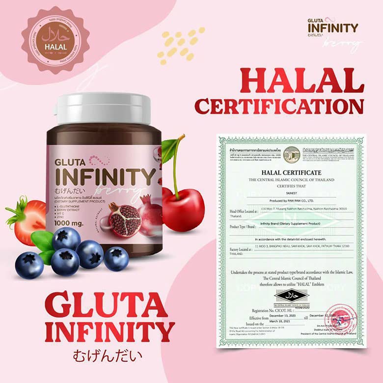 Gluta Infiniy 1000mg L-Glutathione Supplement Tripeptide Fish Collagen L-Glutamine Ascorbic Alizée Spa