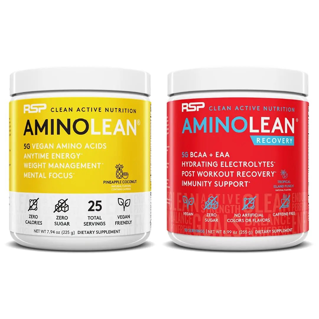 RSP NUTRITION Vegan AminoLean Pre Workout Energy (Pineapple Coconut 25 Servings)