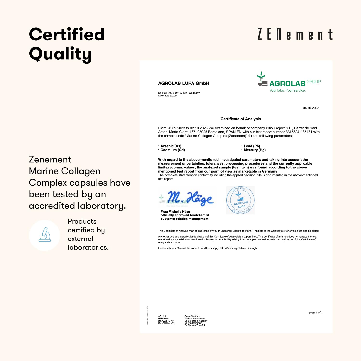 Marine Collagen Complex, with Hyaluronic Acid, CoQ10, Vitamins C & E, & Zinc, 180 Capsules Zenement