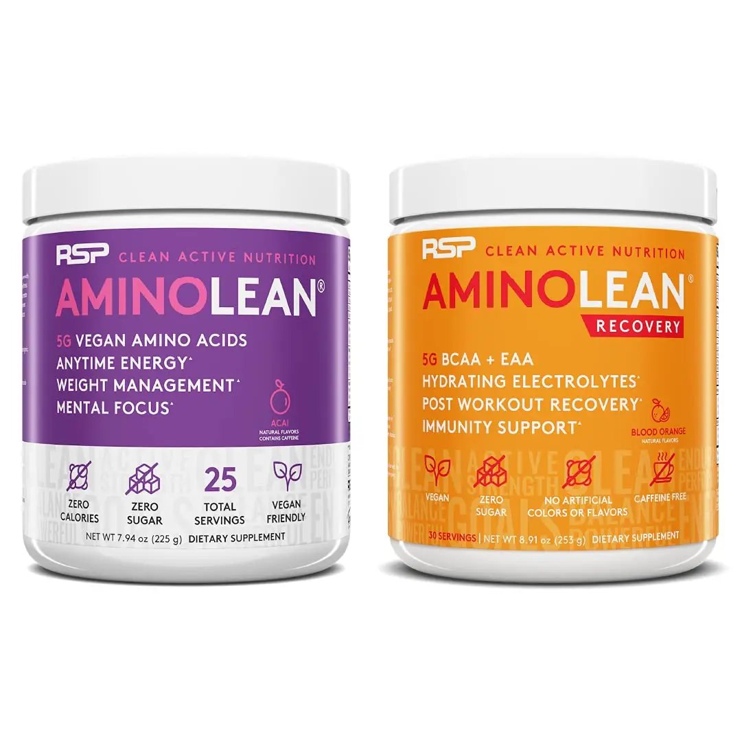 RSP NUTRITION Vegan AminoLean Pre Workout Energy (Acai 25 Servings) with AminoLean