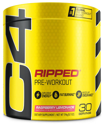 Cellucor C4 Ripped Pre Workout Powder Raspberry Lemonade | Creatine Free + Sugar Free