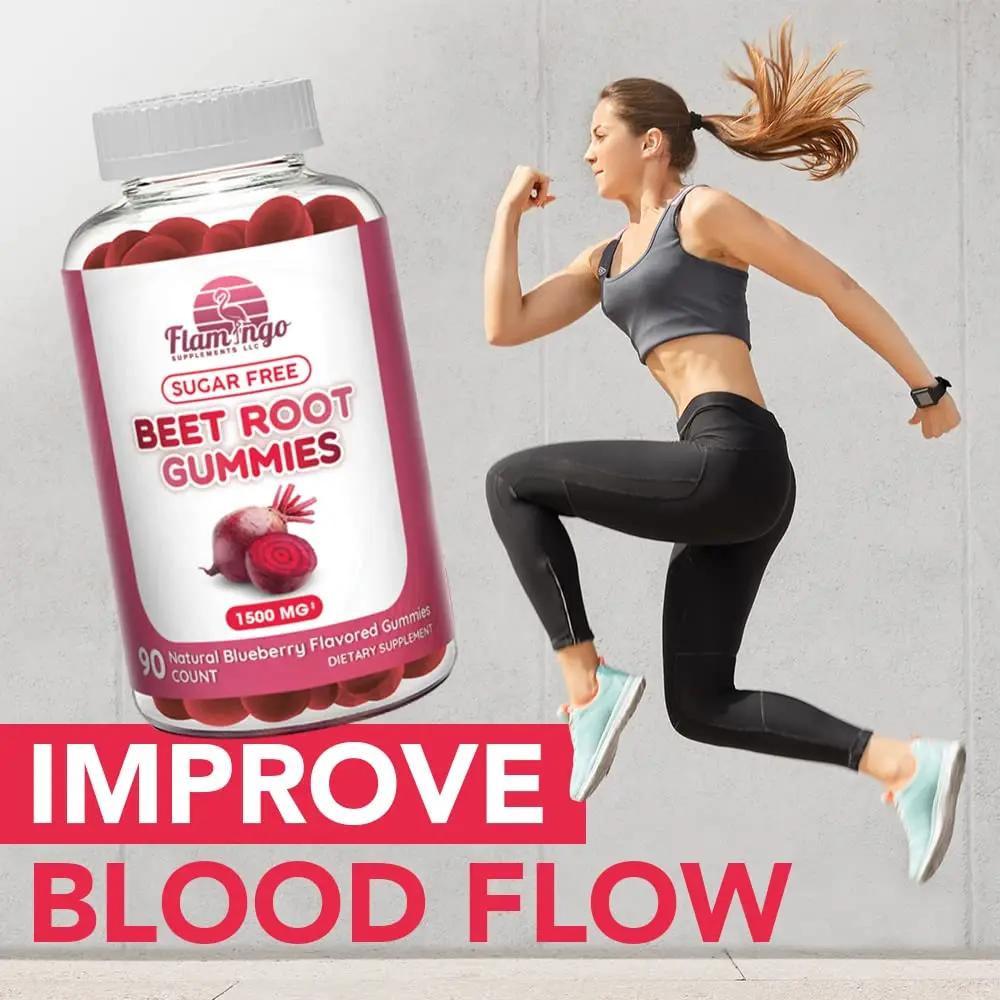 Sugar Free Nitric Oxide Beet Root Gummies (1500 mg)- Beet Root Chewables for Athletic Flamingo Supplements