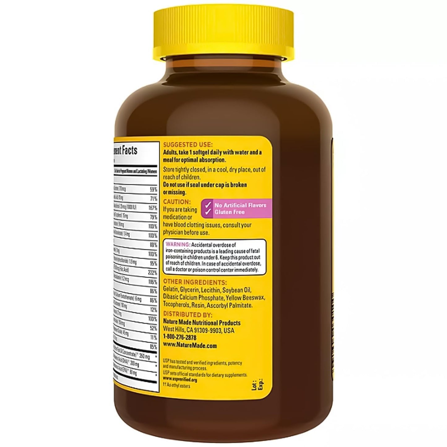 Nature Made Prenatal with Folic Acid + DHA, 200mg Prenatal Vitamin and Mineral Supplement for Daily