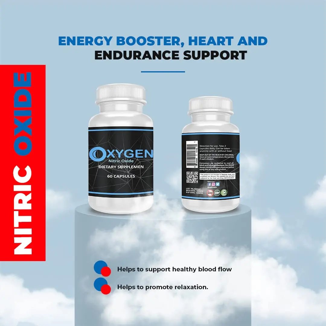 Qei Oxygen (Nitric Oxide) - L-Citrulline a Key Ingredient - Detoxes - Supports Blood Circulation
