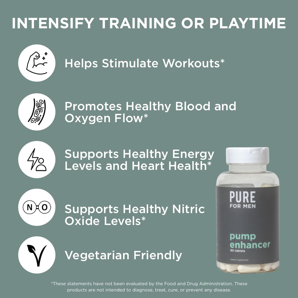Pure for Men Pump Enhancer | Pre Workout Supplement for Muscle Pump, Stamina Pure for Men