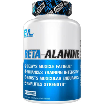 Evlution Nutrition Beta-Alanine Capsules - Enhance Training Intensity - 60 Count Beta