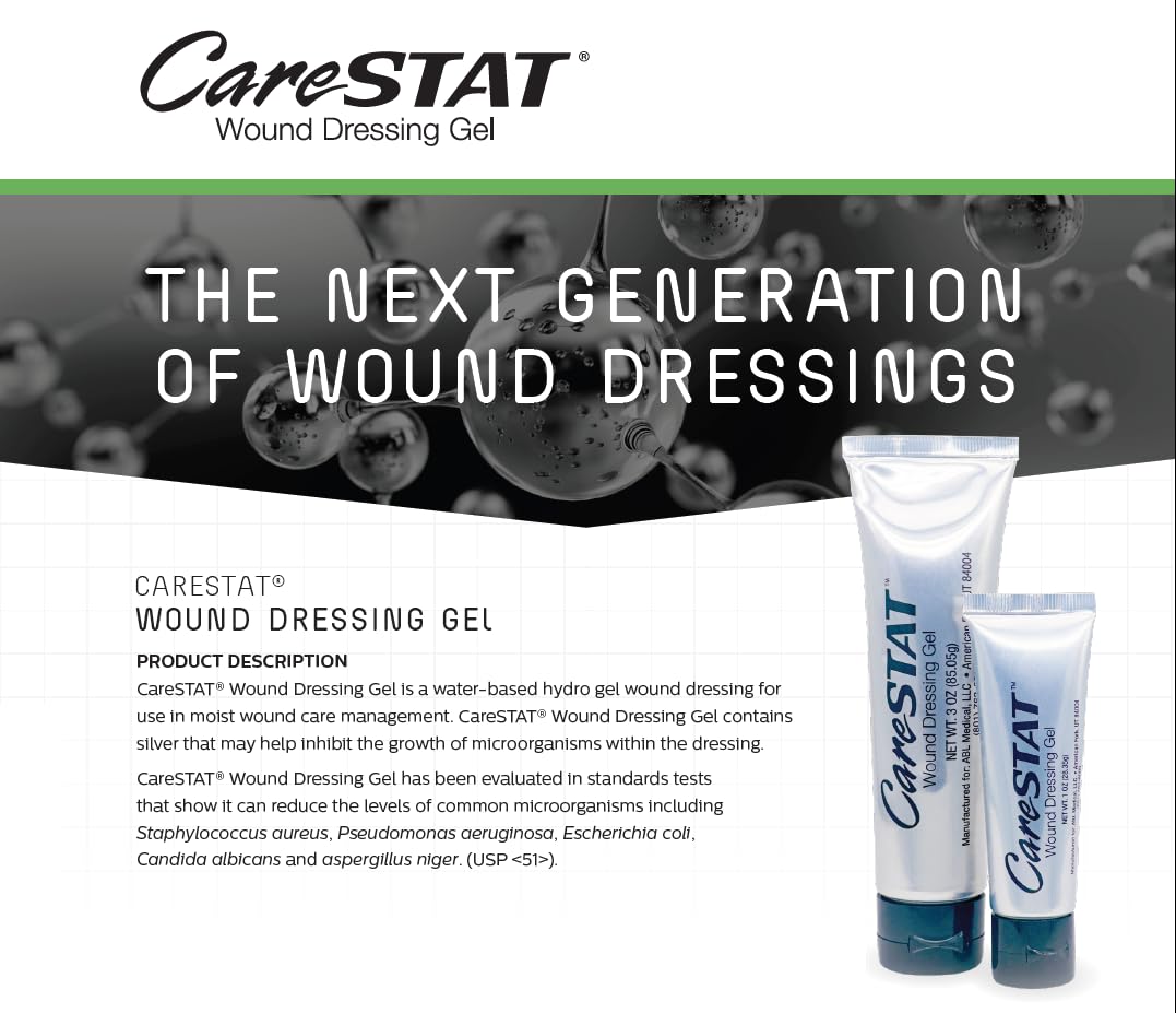 CareSTAT First Aid Kit Gel | 32 PPM Silver Healing Wound Dressing Solution | SilverSol Ag₄ CareSTAT