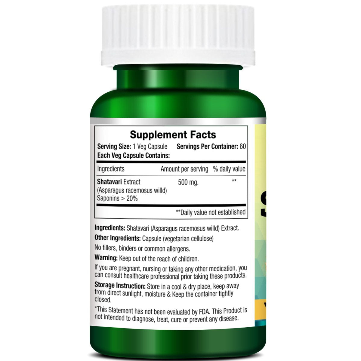 Morpheme Shatavari (Asparagus Racemous) 500mg Extract 60 Veg Caps - 6 Bottles Morpheme Remedies