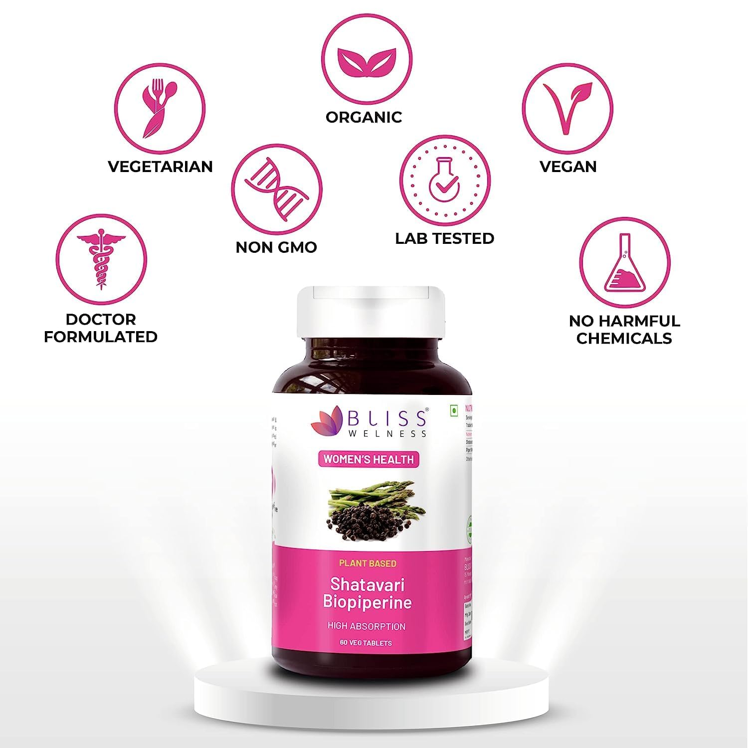 Sheltr Organic Shatavari Biopiperine | Women Health | Lactation Support Immunity Booster Menopause Sheltr