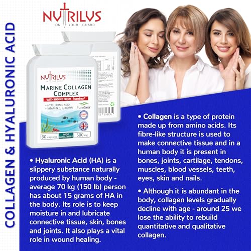 Marine Collagen Complex 60 Capsules 500mg with PureSea Seaweed Providing Iodine Nutrilus