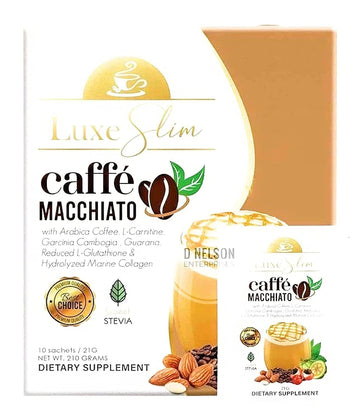 Luxe Slim Cafe Macchiato with Hydrolyzed Collagen & Glutathione, 21g x 10 Sachets, 0.74 Ounce