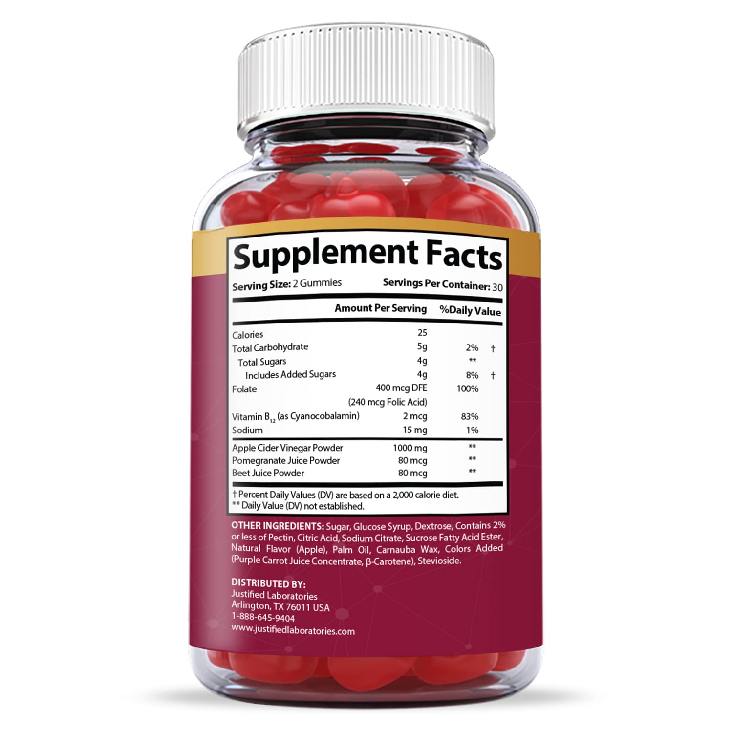 Justified Laboratories (2 Pack) Great Results Keto ACV Gummies 1000MG Justified Laboratories