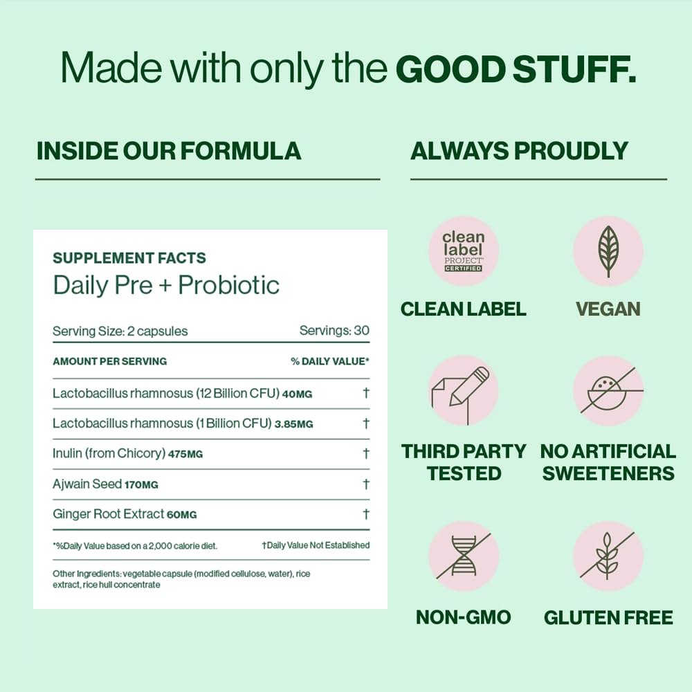 Hilma Daily Pre + Probiotic + Herbs - Support a Healthy Gut While Reducing Gas & Bloating Hilma