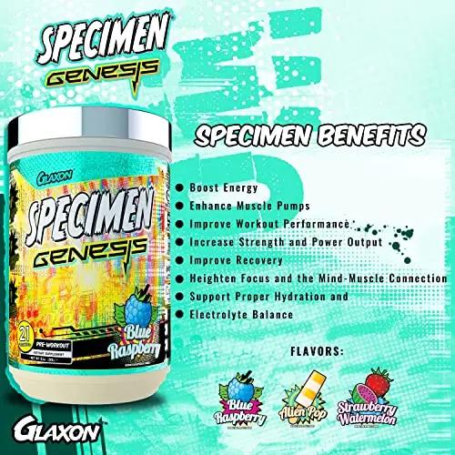 Specimen Full Spectrum High Stimulant Pre-Workout Powder | Supercharged Energy & Muscle Pumps + Focus & Hydration | Great Far-Out Flavors (Blue Raspberry V3)