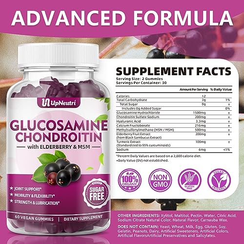 UPNEUTRI Glucosamine Chondroitin Gummies Sugar Free, Extra Strength 1500mg UPNEUTRI