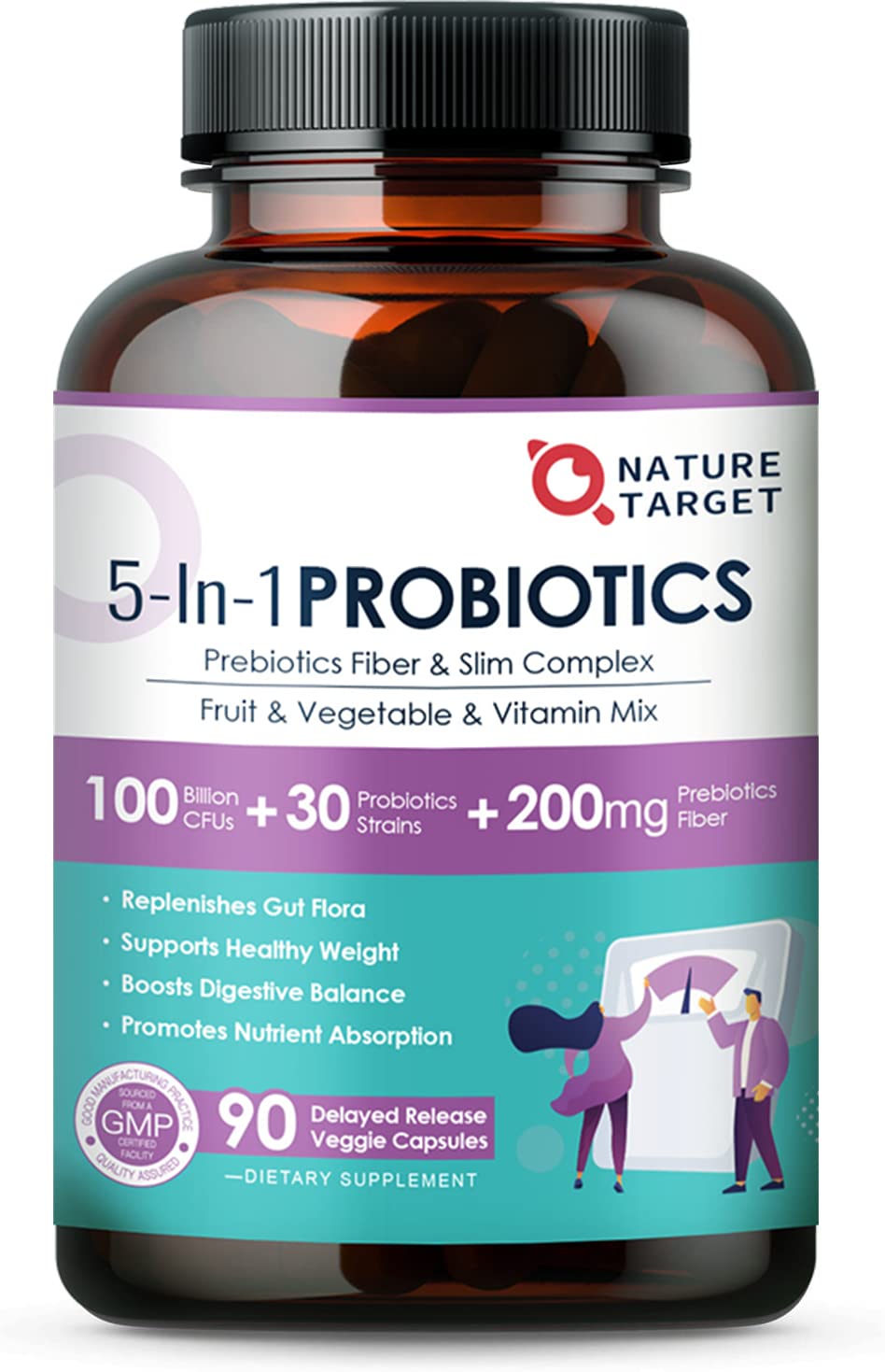 Probiotics for Women-Men-Kids Digestive Health, Prebiotics and Probiotics for Women