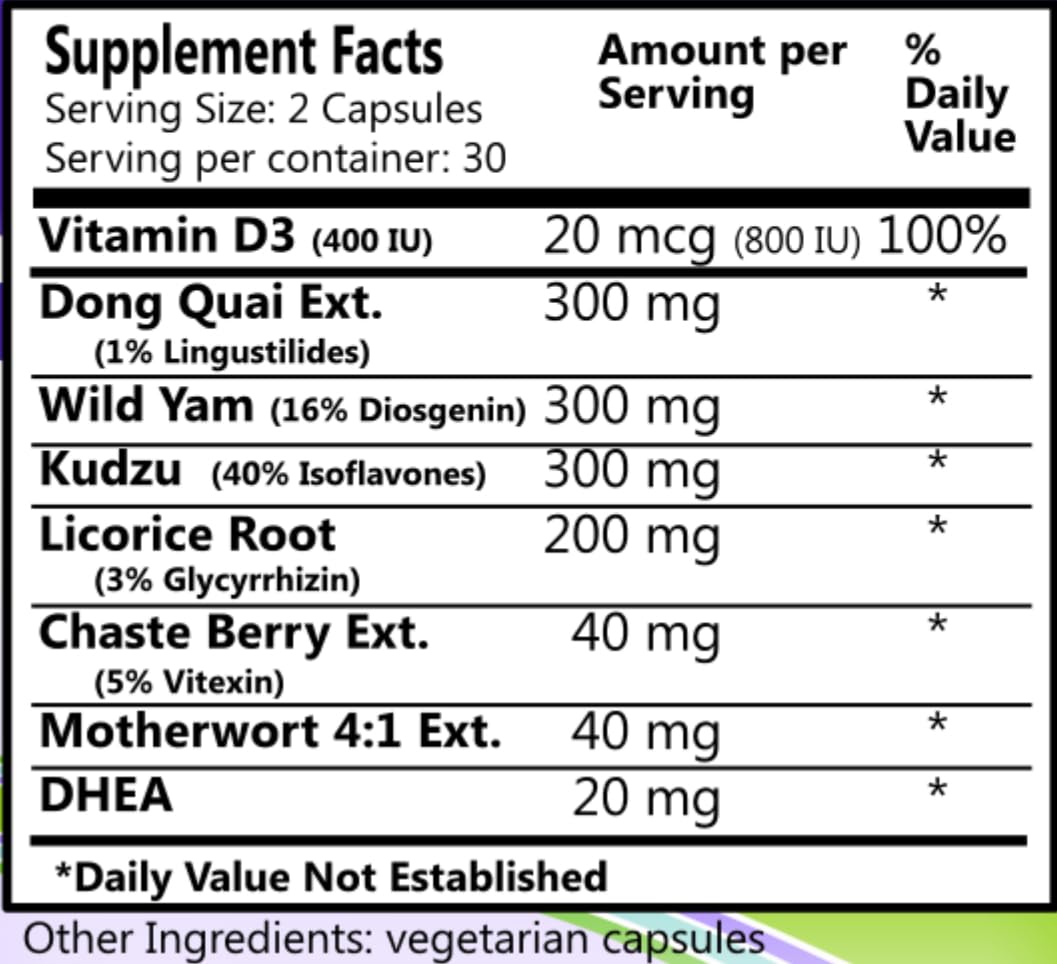 Daily Manufacturing Vitality for Women™ (Vitamin D3, Dong Quai Extract, Wild Yam, Kudzu, Licorice Root Daily Manufacturing