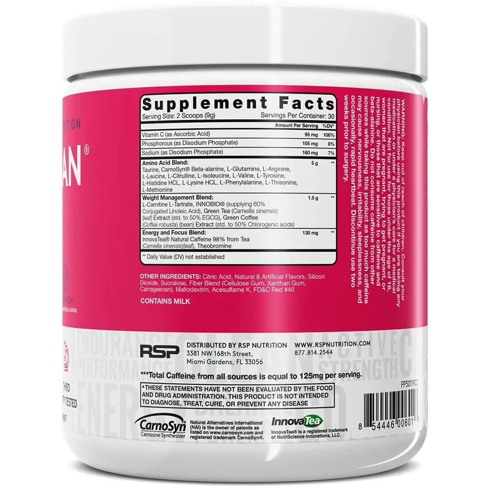 RSP NUTRITION AminoLean Pre Workout Powder, Amino Energy & Weight Management with BCAA Amino Acids & Natural Caffeine, Preworkout Boost for Men & Women, 30 Serv (Pack of 2)