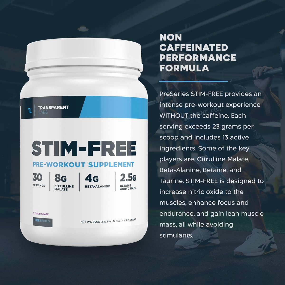 Transparent Labs Stim-Free Pre-Workout - Caffeine & Stim Free Pre Workout Powder Transparent Labs
