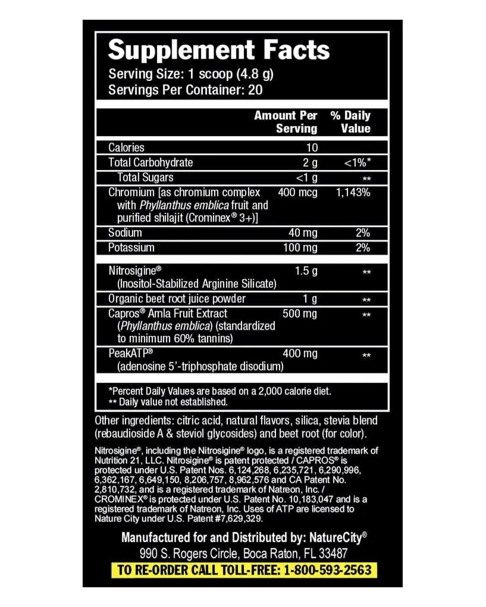 NatureCity True-NOx Nitric Oxide Supplements for Men and Women - Pre-Workout Booster Powder ft. Nitrosogine L-Arginine, Peak ATP, & Beetroot Juice Nitric Oxide Powder - Gluten Free, Keto, Non_GMO
