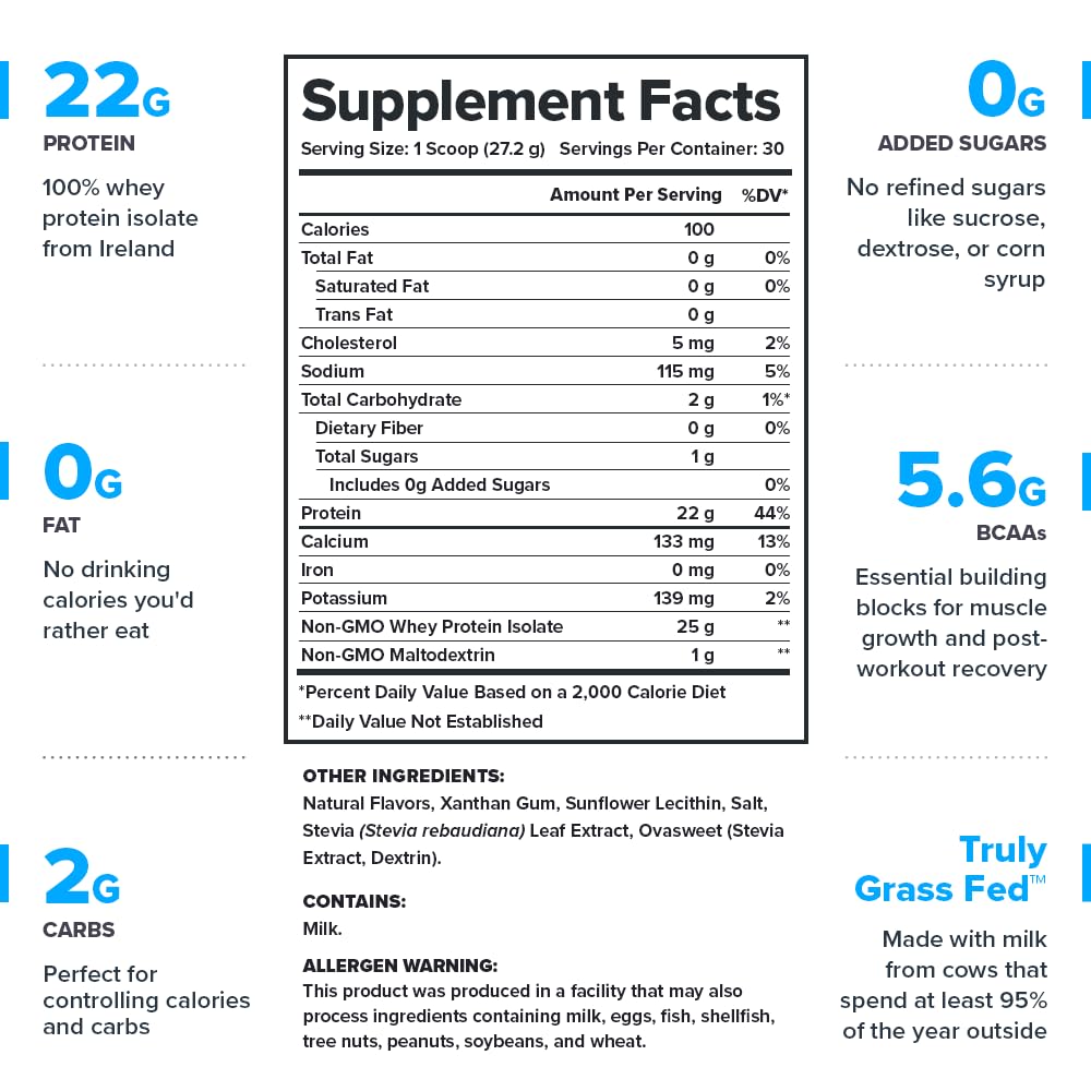 LEGION Whey+ Vanilla Whey Isolate Protein Powder from Grass Fed Cows - Low Carb LEGION