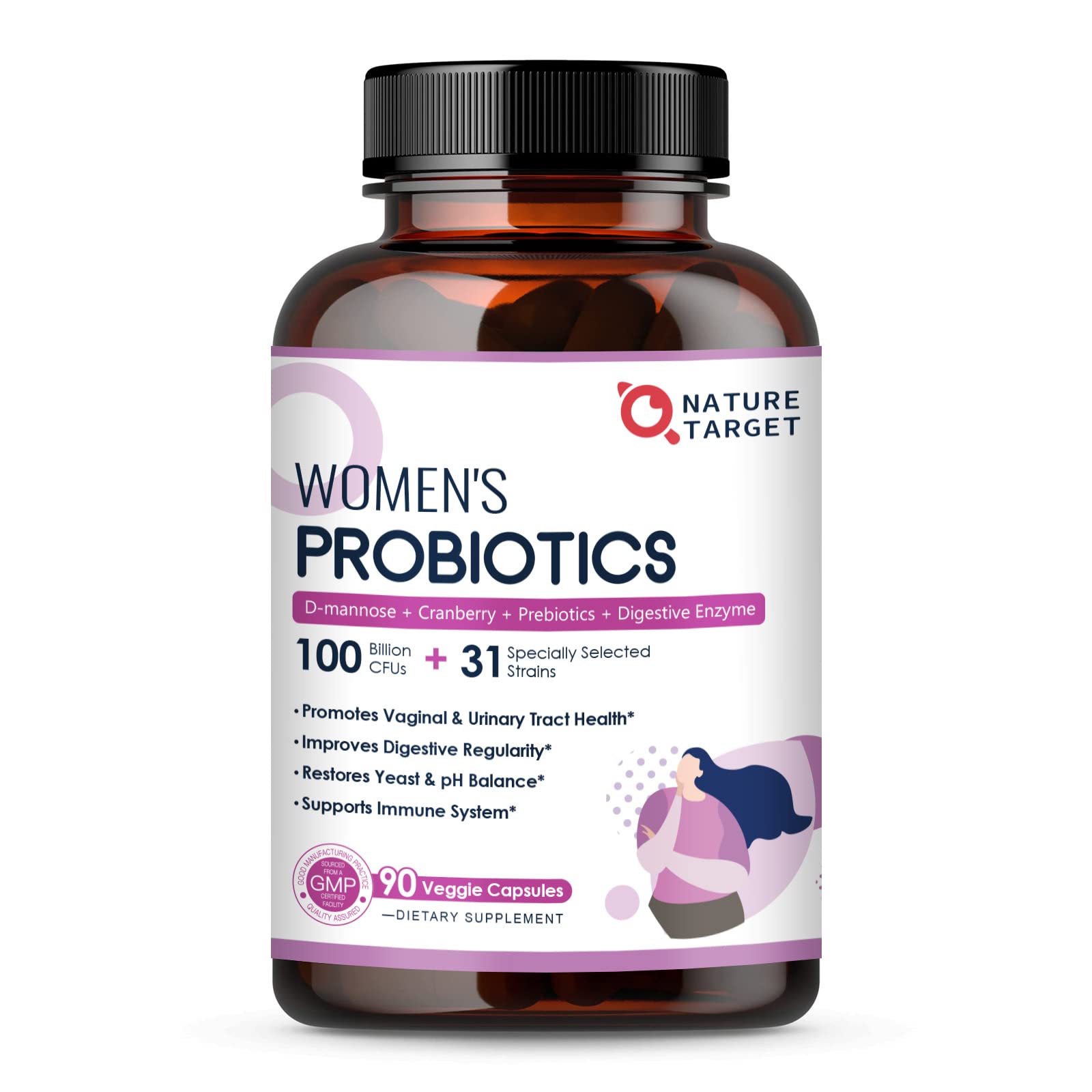 Probiotics for Women Digestive Health, 100 Billion CFUs Probiotic with Digestive Enzymes