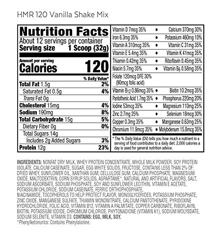 HMR 120 "Classic" Shake Meal Replacement Powder | Vanilla Shake Mix to Support Healthy HMR