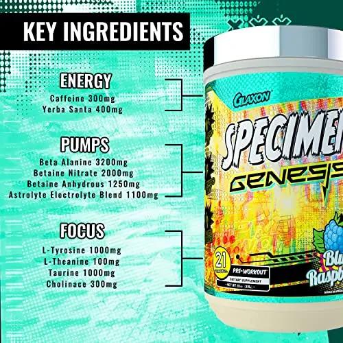 Specimen Full Spectrum High Stimulant Pre-Workout Powder | Supercharged Energy & Muscle Pumps + Focus & Hydration | Great Far-Out Flavors (Blue Raspberry V3)