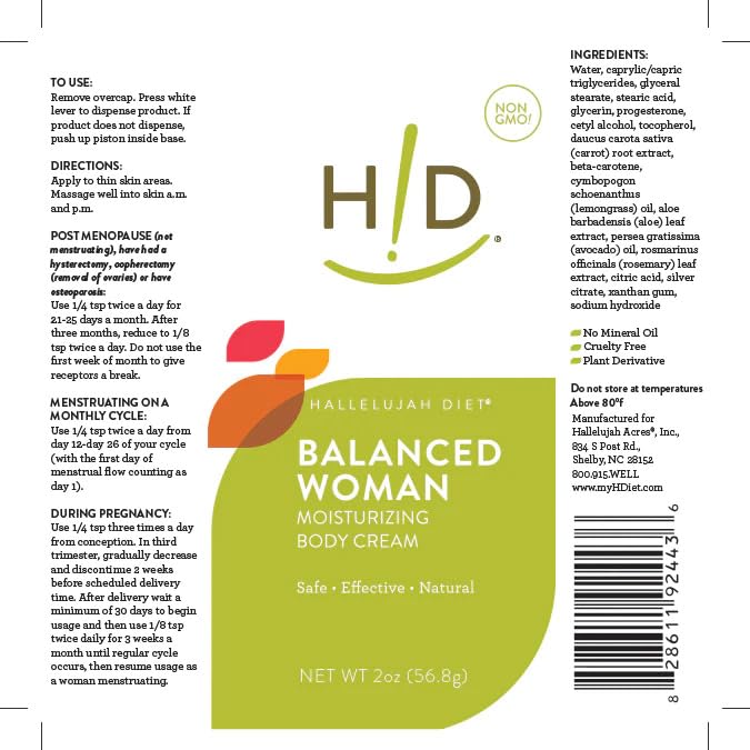 Hallelujah Diet – Balanced Woman Moisturizing Body Cream, Natural Progesterone Cream For Women