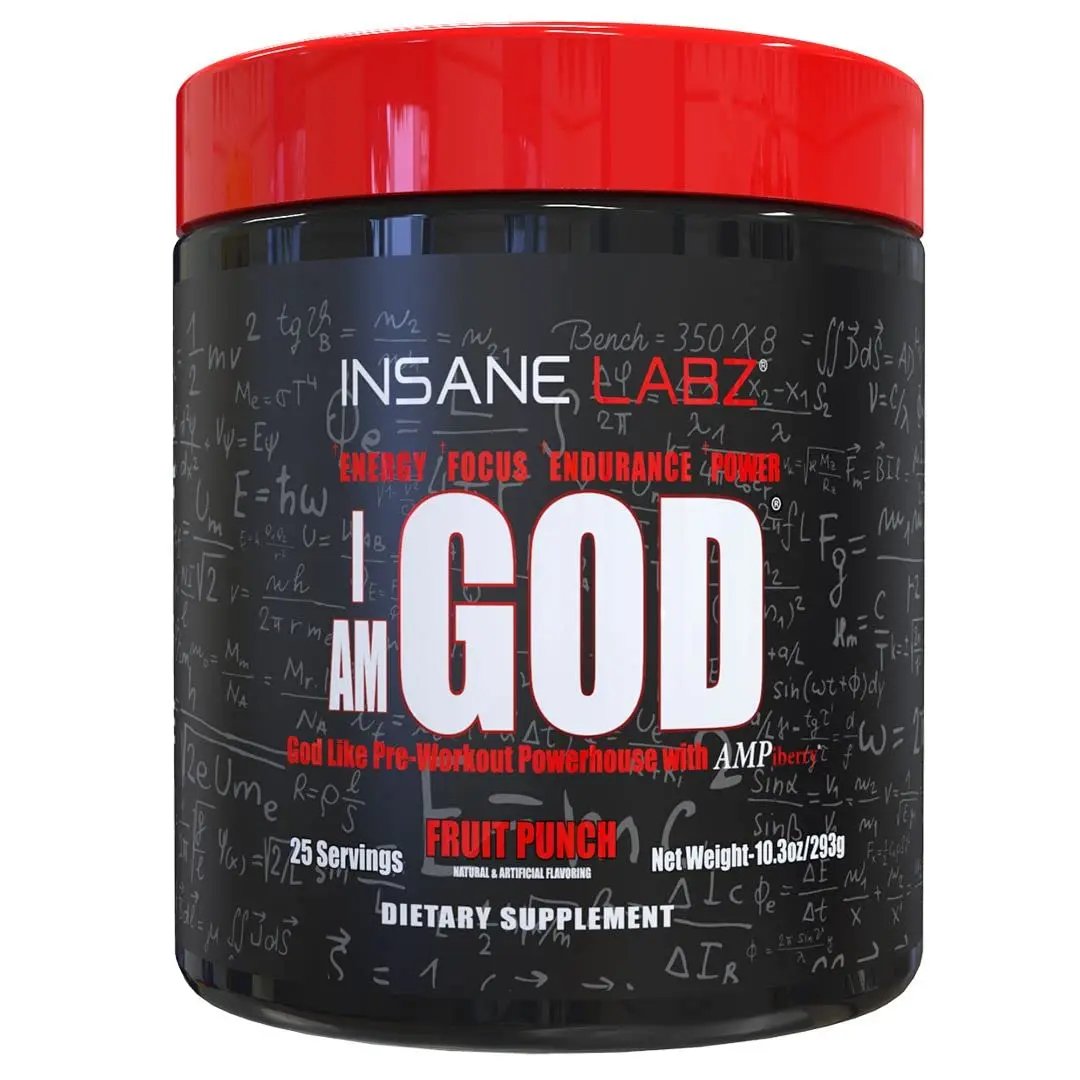 Insane Labz I am God Pre Workout, High Stim Pre Workout Powder Loaded with Creatine