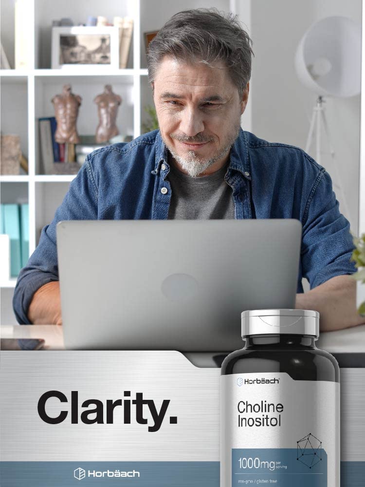 Choline Inositol 1000mg Supplement | 200 Capsules | Non-GMO, Gluten Free | by Horbaach Horbäach