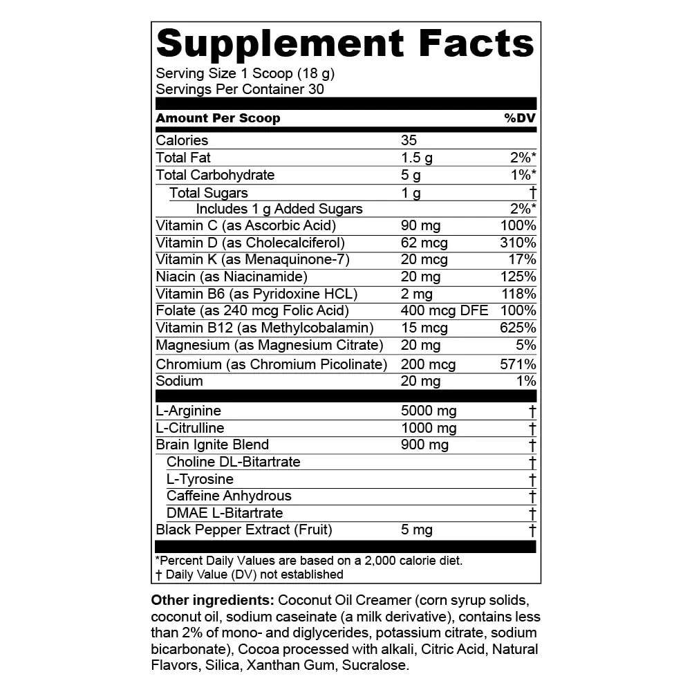 MTN OPS Hot Ignite Supercharged Energy Drink Mix Focus Enhancer, Hazelnut Cocoa, Bag (30 Servings)