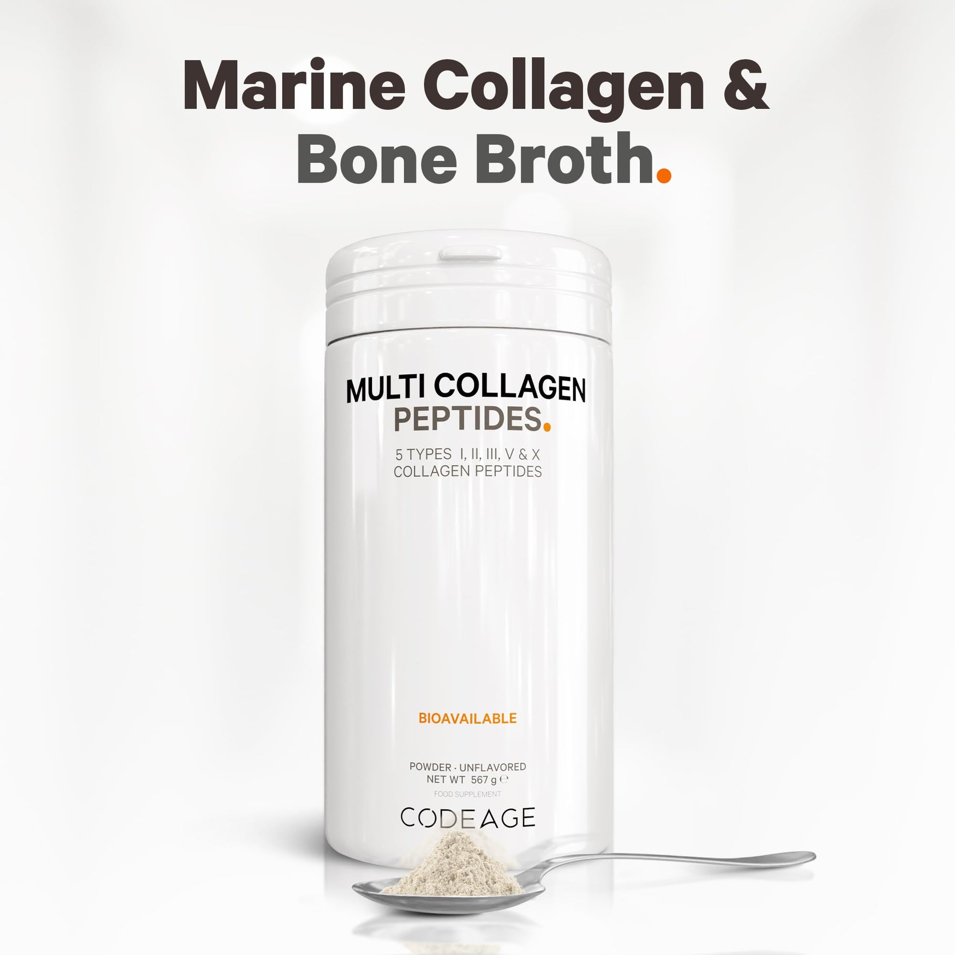 Codeage Multi Collagen Protein Powder Peptides, 2-Month Supply, Hydrolyzed, Type I, II, III, V, X Grass Fed Codeage