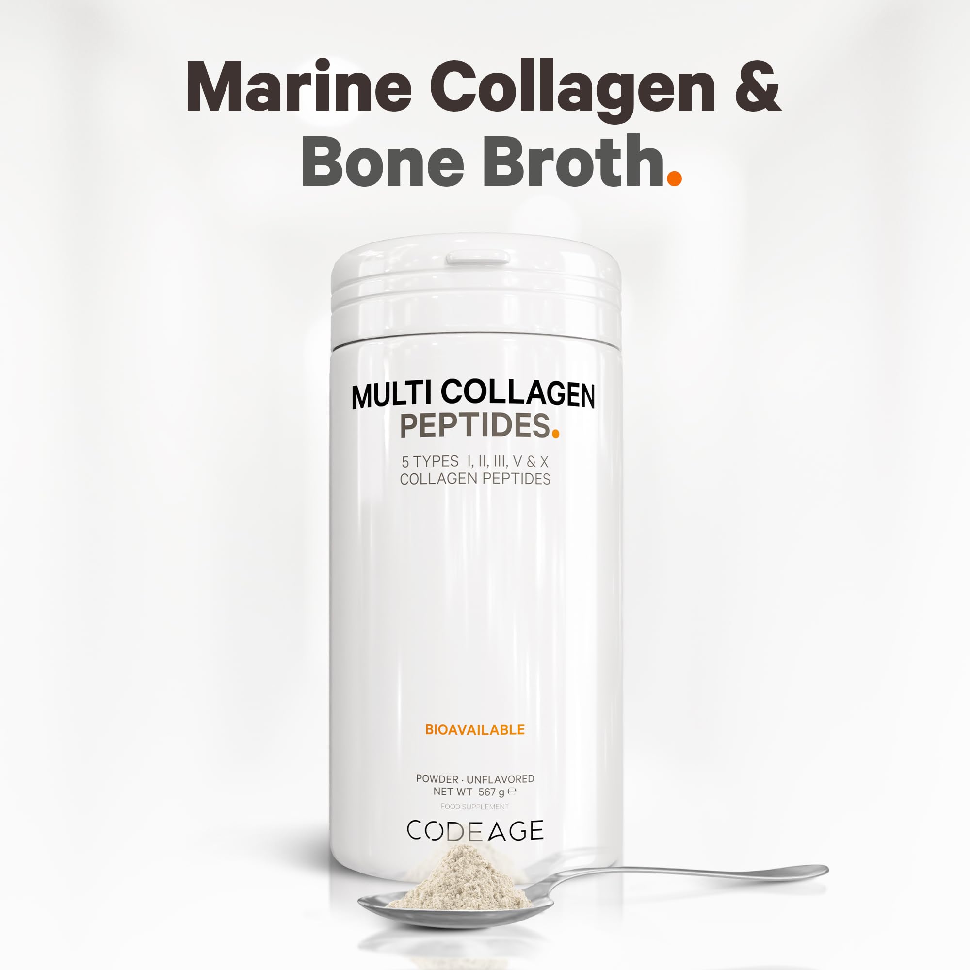Codeage Multi Collagen Protein Powder Peptides, 2-Month Supply, Hydrolyzed, Type I, II, III, V, X Grass Fed Codeage