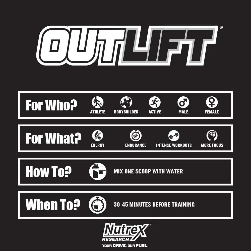 Nutrex Outlift Clinically Dosed Pre Workout Powder with Creatine, 8G Citrulline, BCAA Nutrex Research