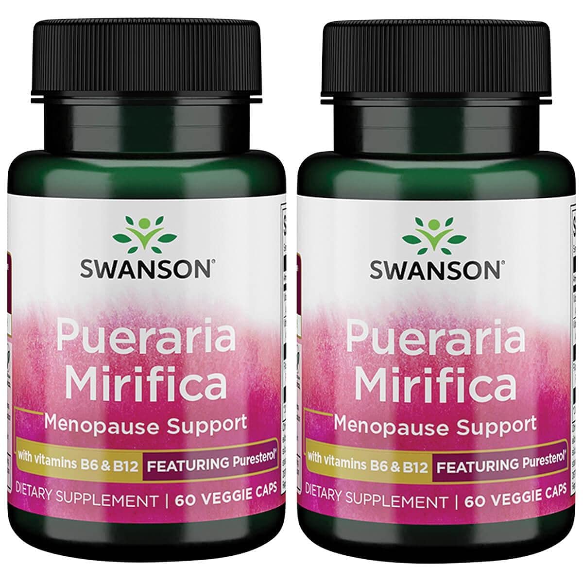 Swanson Pueraria Mirifica with B6 '&' B12 - Featuring Puresterol 60 Veg Caps 2 Pack