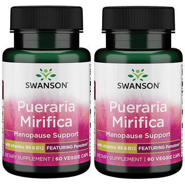 Swanson Pueraria Mirifica with B6 '&' B12 - Featuring Puresterol 60 Veg Caps 2 Pack