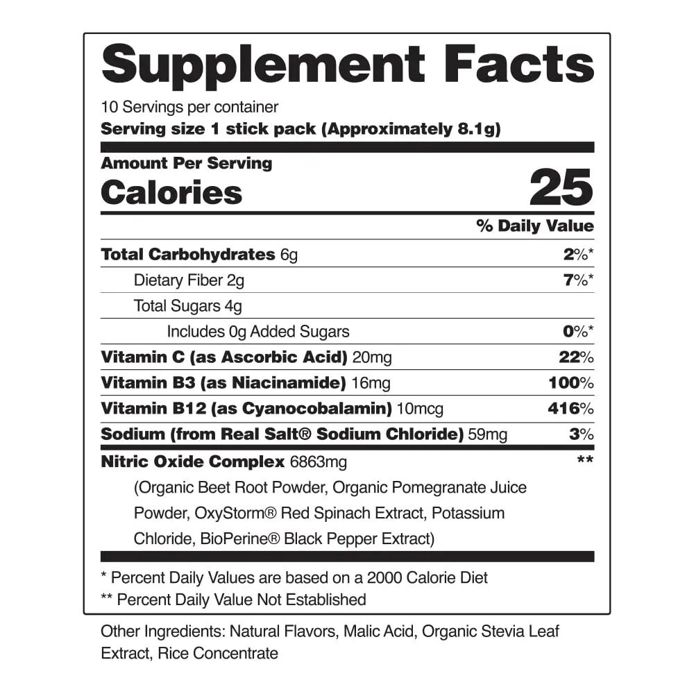 Snap Supplements Nitric Oxide Organic Beet Root Powder, Circulation Superfood On-The-Go Snap Supplements