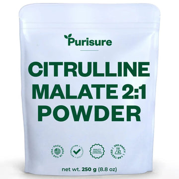Purisure L-Ctrulline Powder 250g, Premium Citrulline 2:1 Malate Supplement for Strength