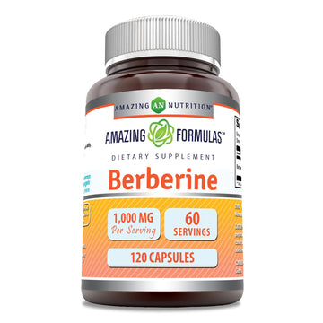 Amazing Formulas Berberine 1000mg Per Serving 120 Capsules Supplement | Non GMO
