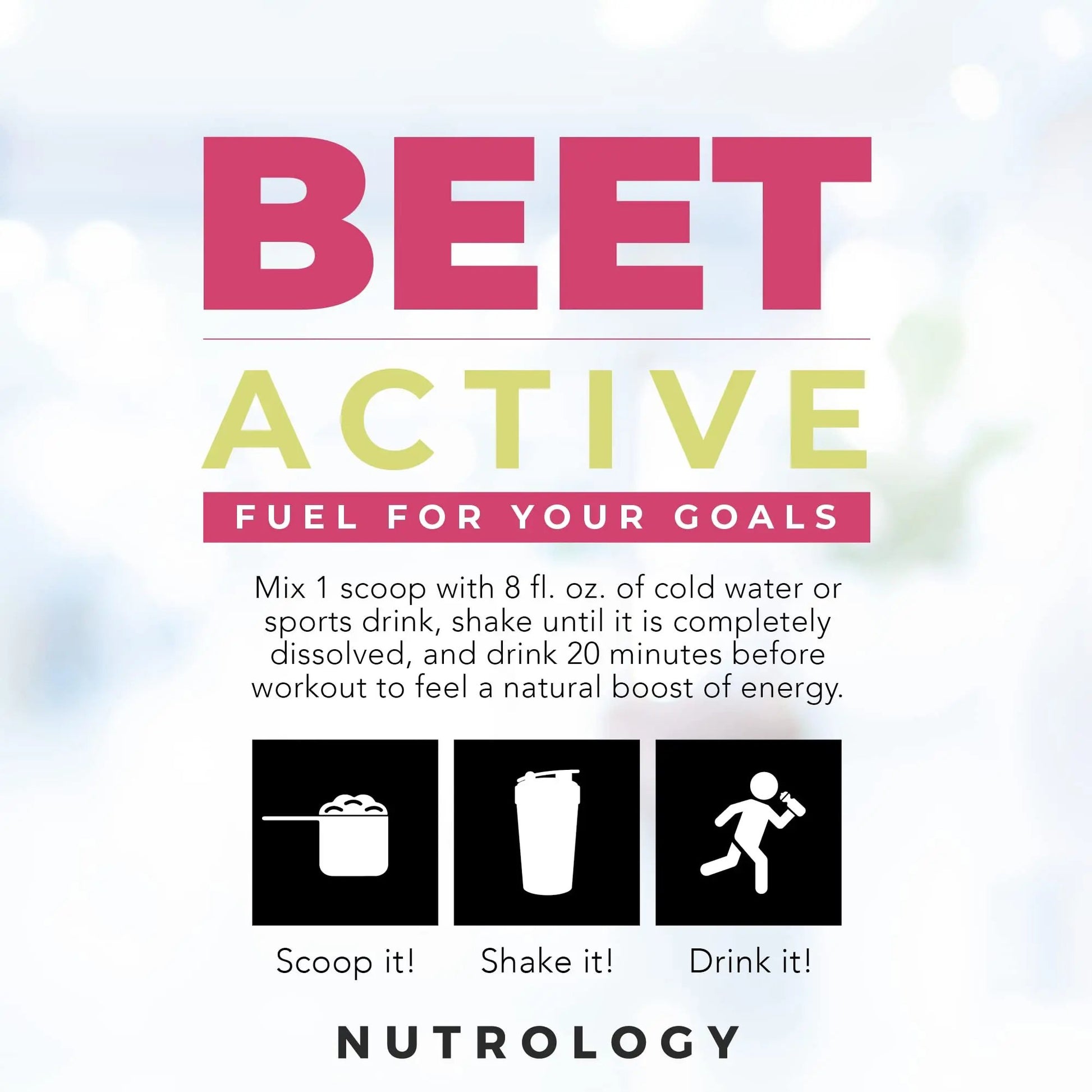 Nutrology Beet Active, Natural Pre-Workout Powder, Supports Energy, Endurance & Nitric Oxide Flow with Beet Powder, Yerba Mate & Electrolytes, Vegan Pre Workout, Passion Fruit Flavor, 30 Servings