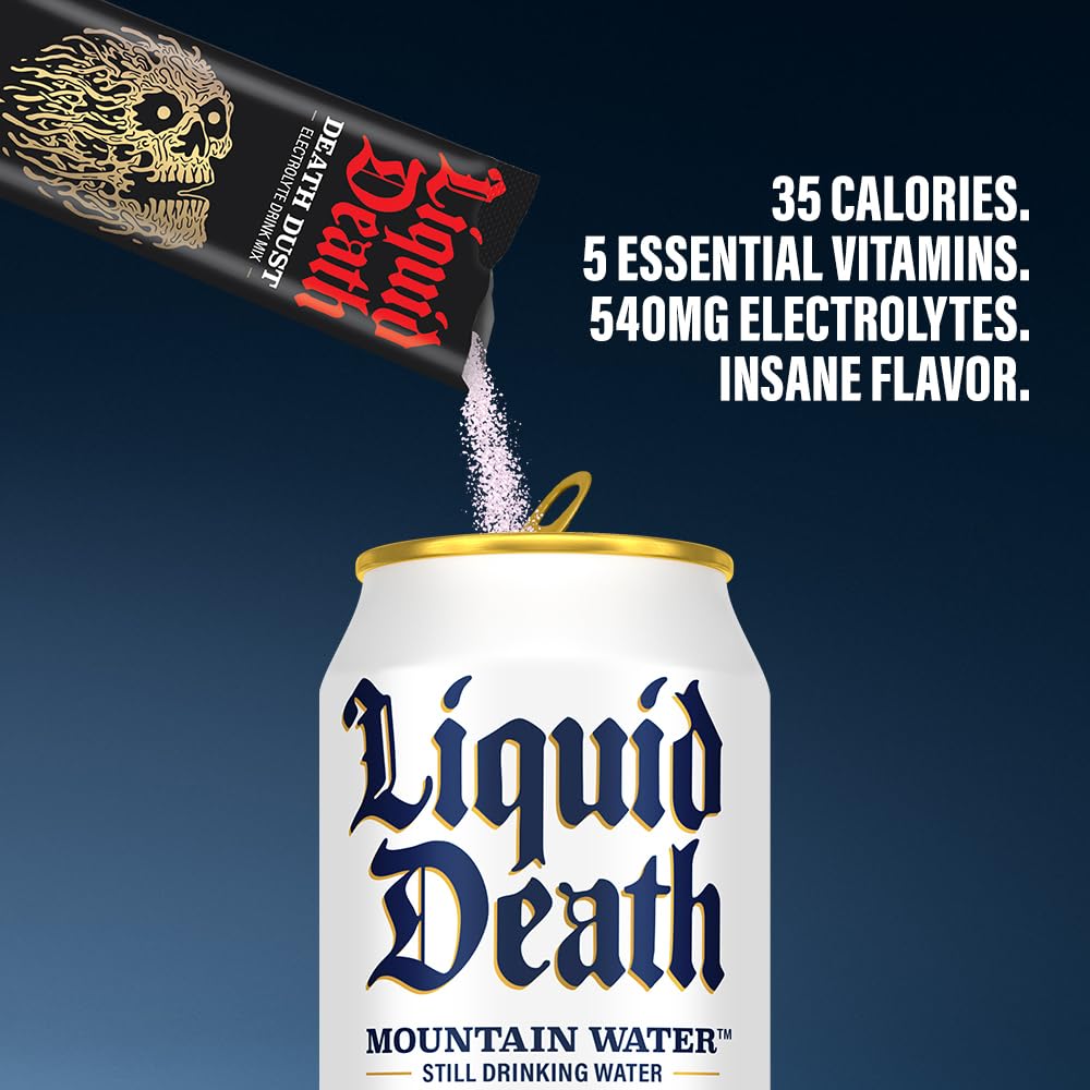 Liquid Death Electrolyte Death Dust - Hydration Powder Packets - 3 Flavors - 12-Stick Liquid Death