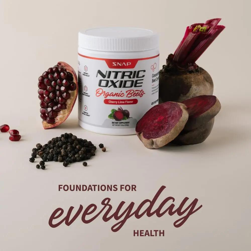 Snap Supplements USDA Organic Beet Root Powder, 3-in-1 Nitric Oxide Supplement, Support Healthy Blood Circulation, 250g (30 Servings, Cherry Lime)