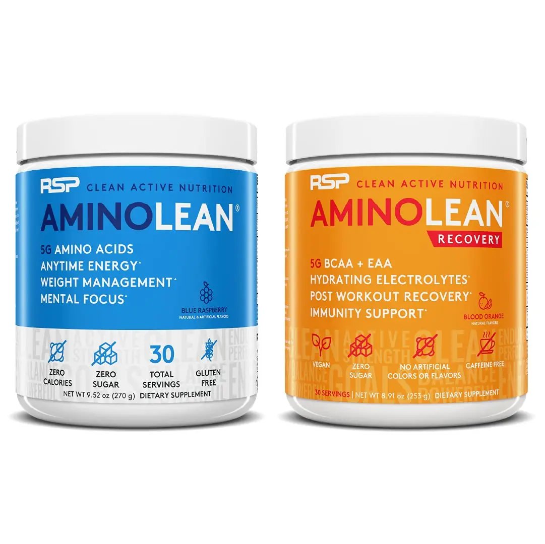 RSP NUTRITION AminoLean Pre Workout Energy (Blue Raspberry 30 Servings) with AminoLean
